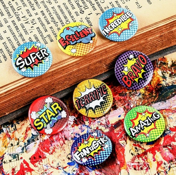 Encouragement/Recognition Pins/Buttons Set of 8 - Picture 1 of 2